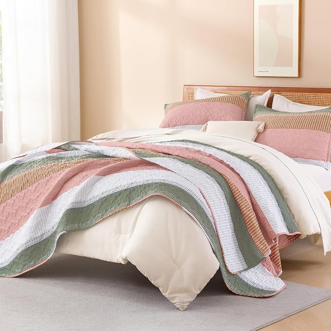 Litanika Quilt Queen Size Pink, Soft Lightweight Polyester Comforter Bedding Set - Image 4