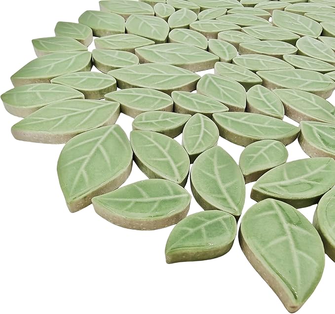 500g/1.1lb Leaf-Shaped Ceramic Mosaic Tiles, Ceramic Mosaic Pieces - Image 6