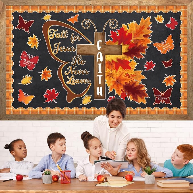 Religious Fall Bible Butterfly Bulletin Board Set Fall - Image 7