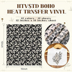 HTVSTD Mushroom HTV Heat Transfer Vinyl 12 Sheets 12×10in Iron on Vinyl | Black - Image 2