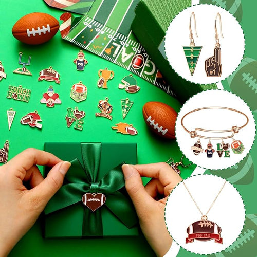100 Pcs Sport Charms Bulk for Jewelry Making Football Soccer Volleyball - Image 2