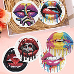 8 Pack Diamond Art Coasters, Sexy lips Diamond Painting Coasters Kits | Lips - Image 6