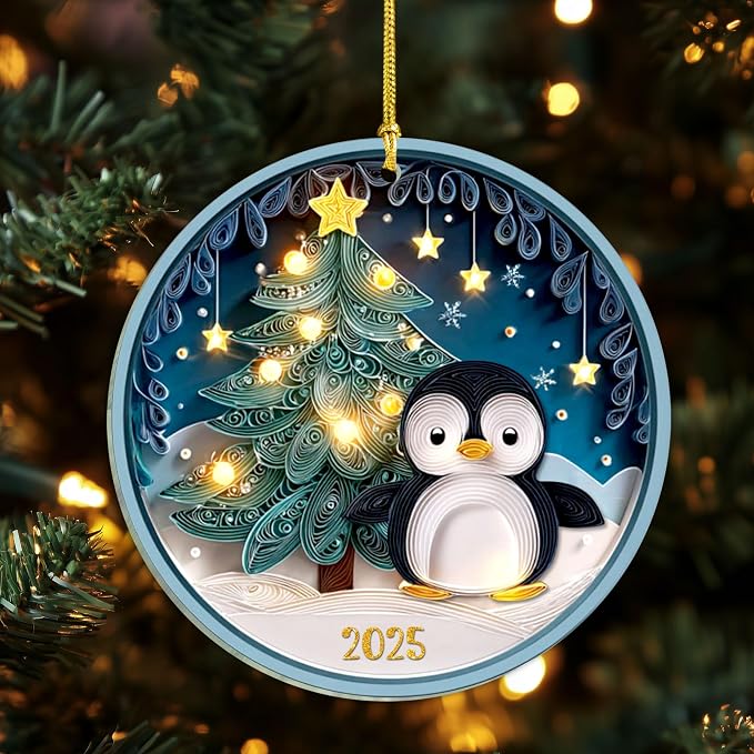 Penguin Acrylic Ornament, Penguin Ornament, Christmas Ornament Penguin - Image 2