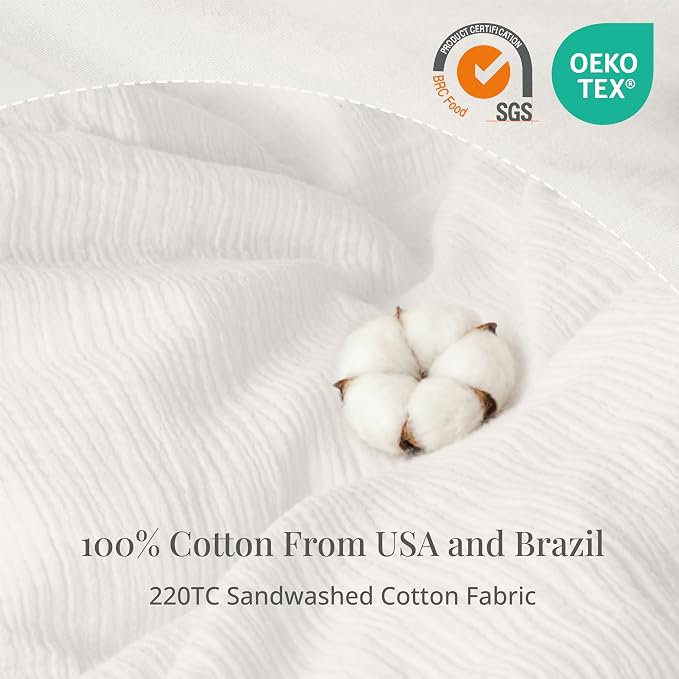 Off White Duvet Cover Queen Size, 100% Sandwashed Cotton Soft Queen Duvet Cover - Image 3