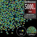 5000pcs 3mm Resin Rhinestones Bulk, Emerald Black AB Flatback Round Jelly - Image 2