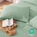 MUXHOMO 7 Pieces Queen Comforter Set, Seersucker Bed in a Bag Queen Size - Image 9