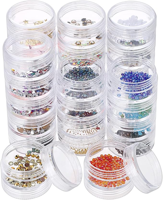 Hipiwe 6 Sets 5 Layers Plastic Round Storage Containers Small Art Craft by Hipiwe