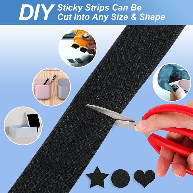 2''×27Ft Black Heavy Duty Hook And Loop Tape Adhesive, No Punching Picture Wall - Image 4