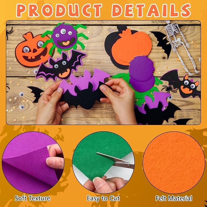 20 Pcs Halloween Felt Fabric Sheets - Image 2