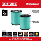 CRAFTSMAN CMXZVBE38777 Genuine 5-20 Gal. HEPA Media Wet Dry Vacuum Filter | - Image 2