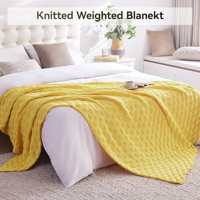 Knitted Weighted Blanket for Adult, No Beads Heavy Blanket 48” x 72'' 12lbs - Image 6