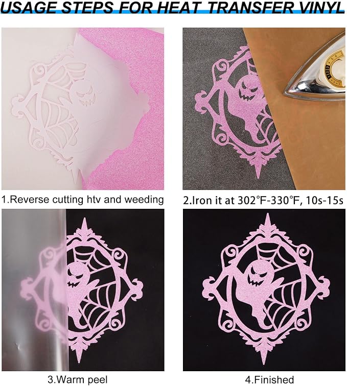 FUNKAKA Glitter Fluorescent Purple HTV Heat Transfer Vinyl Rolls, Glitter HTV - Image 5