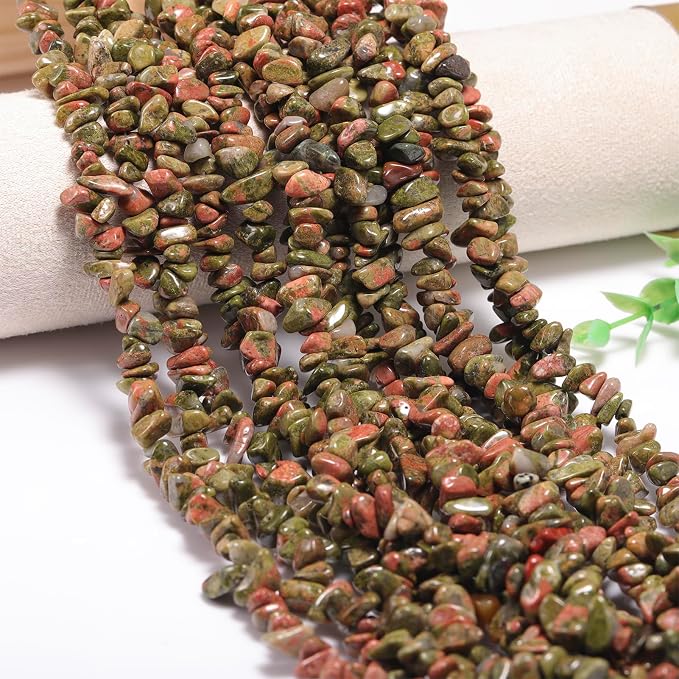 400Pcs 5-8mm Natural Unakite Chip Stone Beads | Pre-Drilled Irregular Healing - Image 4