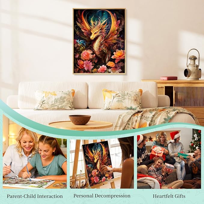Paint by Numbers Kit for Adults, Dragon DIY Painting Kit, 16x20 Inch | Dragon - Image 7