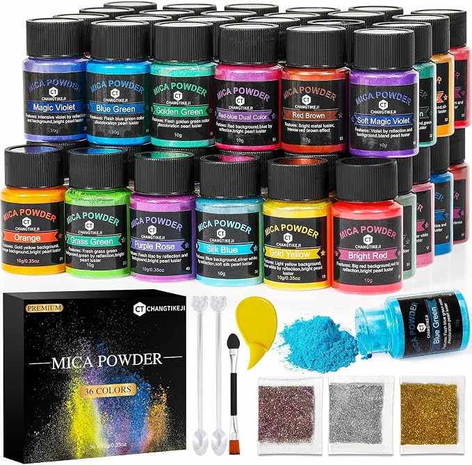 CHANGTIKEJI Mica Powder，36 Colors - 10g/Bottle of Natural Pigment Powder by CHANGTIKEJIWelcomeYouOrder