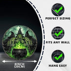 Skeleton Witches Halloween Metal Tin Sign Round Wall Decor Green Magic Potion - Image 2