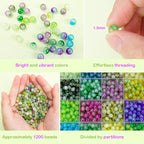 XSEINO About 1200+ pcs 6mm Glass Beads Bracelet Making Kit, 24 Assorted Green - Image 4