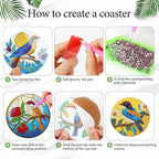 EWJRNSF 6 PCS Bird Diamond Art Coasters DIY Kit - Image 3