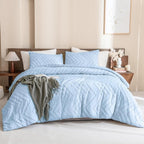 Andency Light Blue Comforter Set Full Size, Boho Soft Warm Tufted Neutral - Image 3
