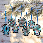 Eersida 32 Pcs Winter Snow Globe Suncatcher Craft Kit, 8 Designs Stained Glass - Image 2