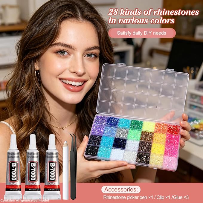 Artdone 36000Pcs Resin Rhinestones 3mm Jelly AB 28Colors - Image 2