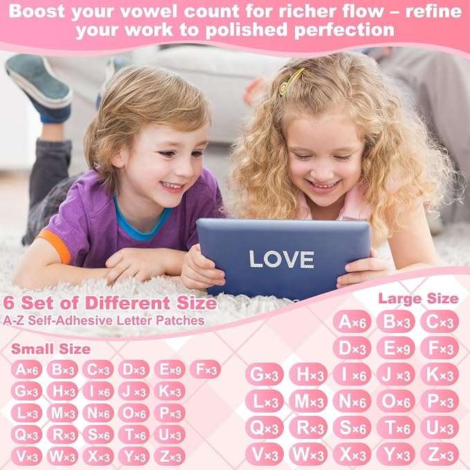 6 Sheet Rhinestone Letters Stickers 1.57'' and 1''A to Z Glitter Alphabet - Image 5