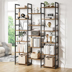 NUMENN Triple Column 6 Tier Bookshelf, Bookcase - Image 4