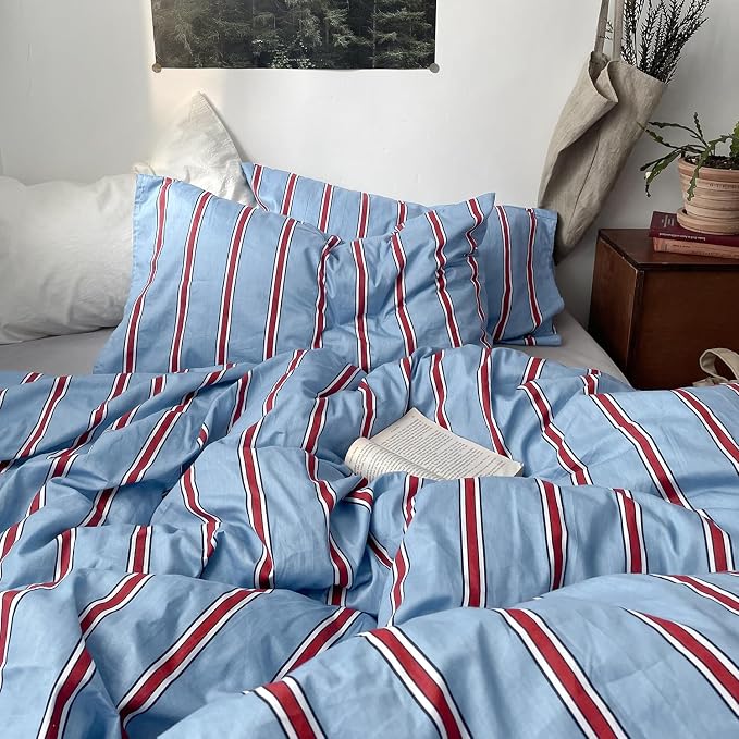 mixinni Vintage Striped Blue Duvet Cover King - Image 8