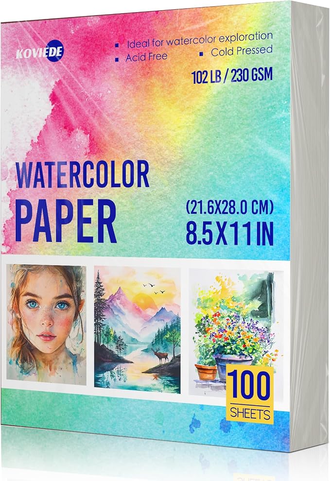 KOVIEDE 100 Sheets Watercolor Paper 8.5x11 Inch 102LB/230GSM Cold Press - Image 7