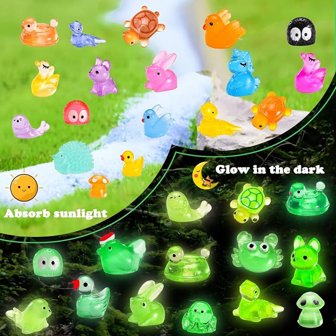 130 Pcs Luminous Mini Resin Animal Tiny Resin Animals Miniature Little Animal - Image 4