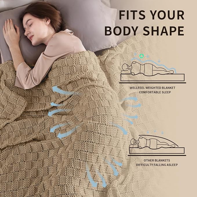 Knitted Weighted Blanket for Adult, No Beads Heavy Blanket 60” x 80'' 12lbs - Image 3