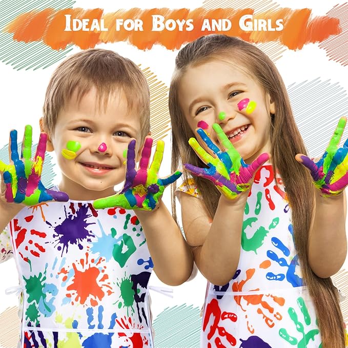 SATINIOR 2 Pieces Kids Art Smock Toddler Apron Waterproof Painting Artist Apron Sleeveless with 3 Pocket for Age 3-10 Years