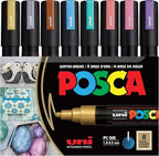 posca Markers Set, 8 Medium Paint Markers 5M, Metallic Tones – Gold by Unknown
