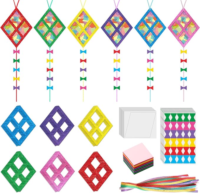 24 Sets Kites Craft DIY Kites Tissue Paper Craft Kits Summer Party Supplies DIY by ShinyRelief