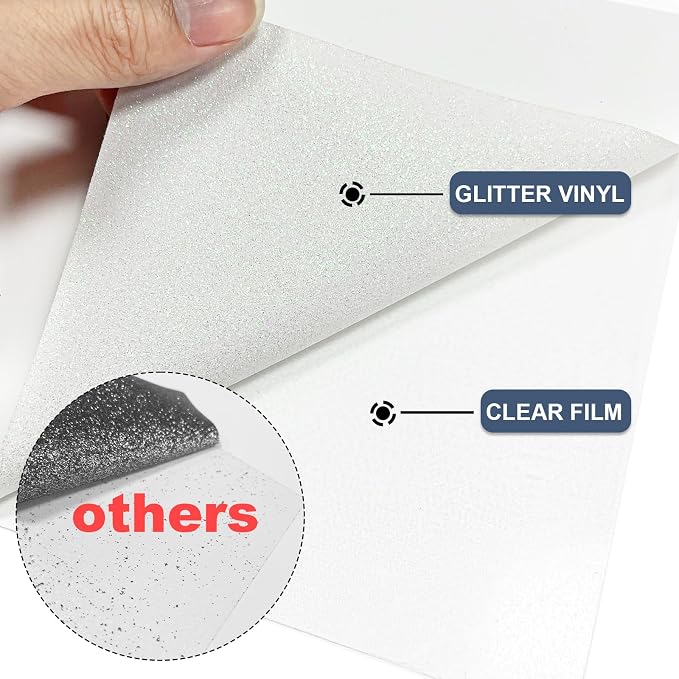 Rainbow White Glitter Heat Transfer Vinyl 12" x 5 ft HTV - Image 3