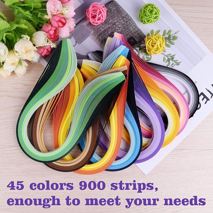TUPARKA 19 Pcs Paper Quilling Kits 45 Colors 900 Strips Quilling Art Paper DIY - Image 2