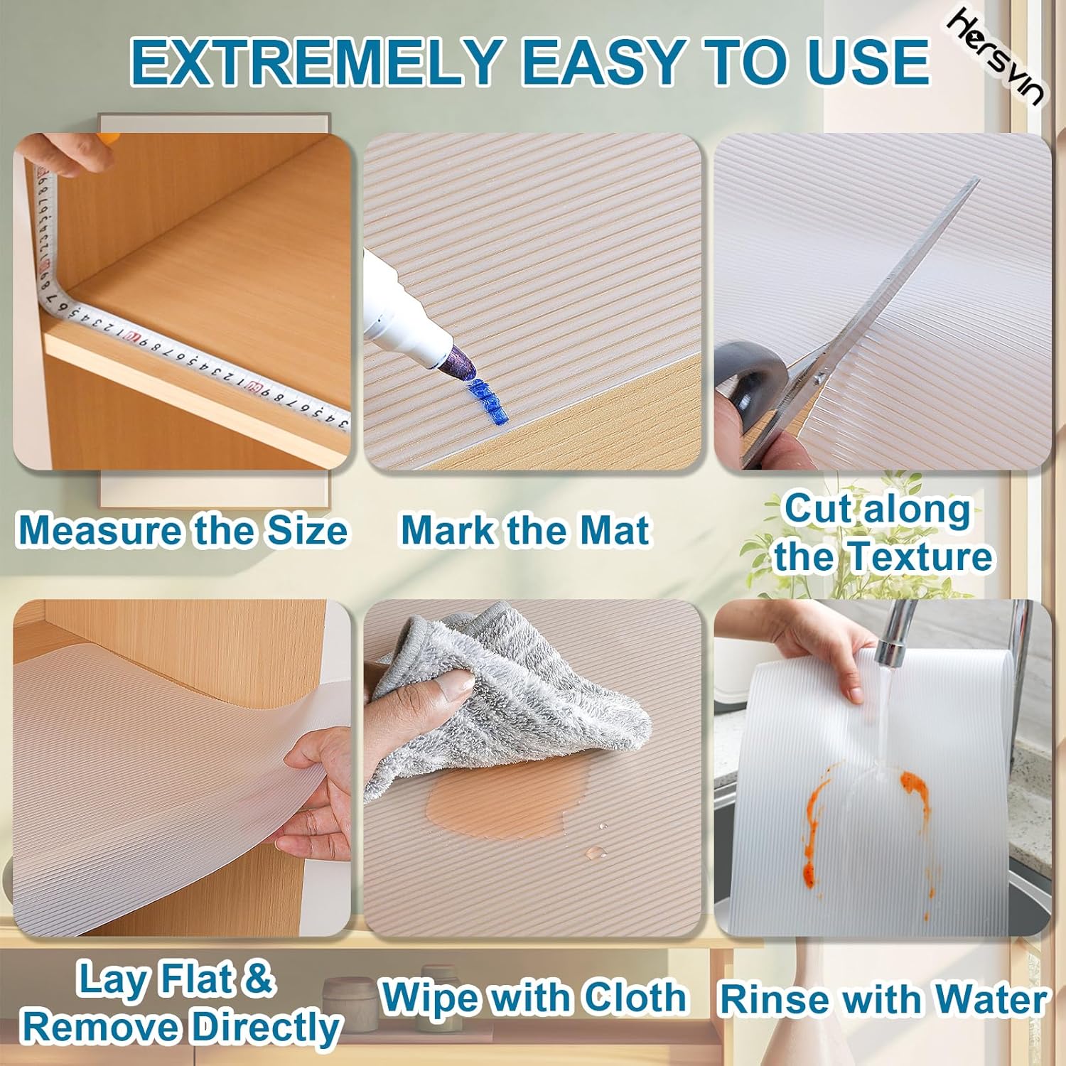 10 in x 20 ft Shelf Liners Drawer Liner for Kitchen Cabinets Non-Adhesive Non Slip, Refrigerator Mats for Shelves, EVA Plastic Cupboard Protector, Waterproof Lining (Clear Stripe, Ribbed)