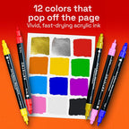 ARTISTRO 12 Precision Dual-Tip Acrylic Paint Markers – Paint Pens Set - Image 2