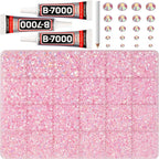 32000Pcs Pink Rhinestones for Bedazzling, Light Pink Assorted Sizes 2-6mm by Worthofbest