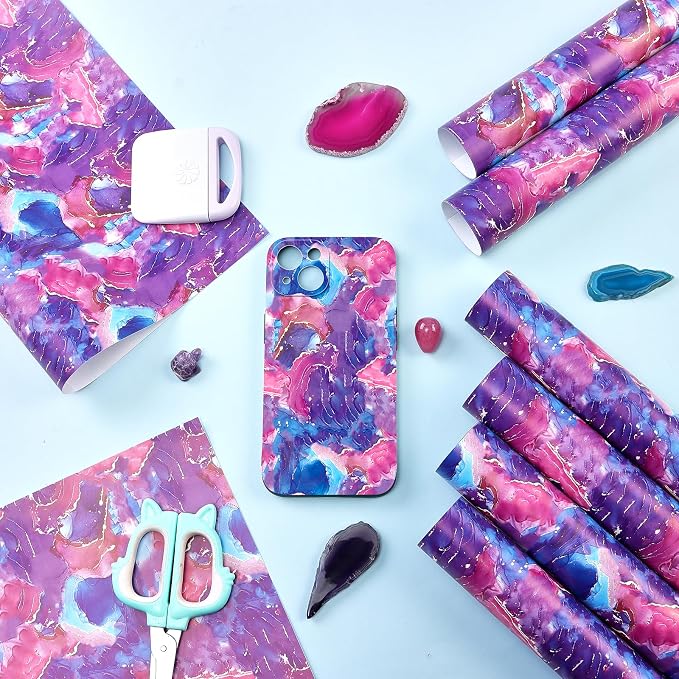 Tintnut Marble Permanent Vinyl 8 Pcs 12x10in Pink Purple Adhesive Vinyl | - Image 7