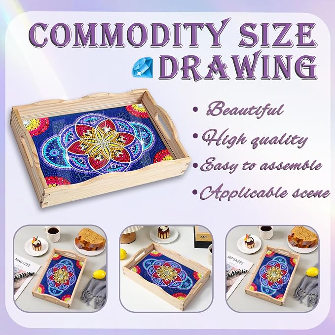 EWJRNSF Diamond Art Kits for Adults Wooden Serving Trays - Image 4
