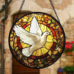 DASTOLL Stained Glass Window Hanging, Flying White Dove Sun Catchers Diamond - Image 4