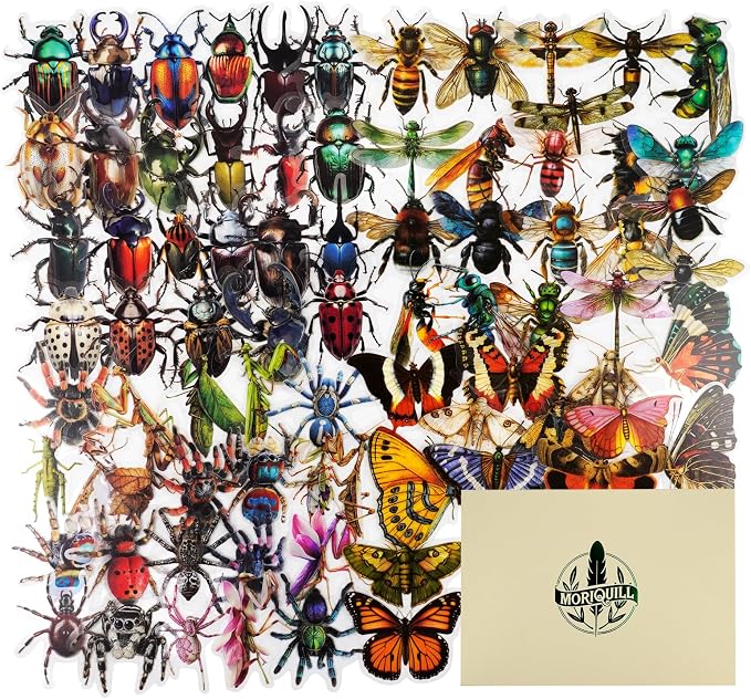 100PCS Insect Specimen PET Stickers – Bug-Themed Waterproof Decals Featuring by Unknown