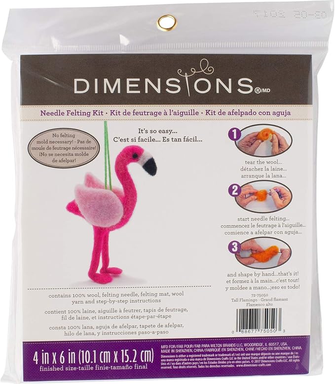 Dimensions Flamingo Felt Animals Needle Felting Craft Kit - Image 2