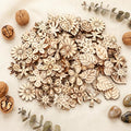 100 Pcs Wooden Flowers for Crafts, Unfinished Wooden Flowers | Wood Craft by Unknown