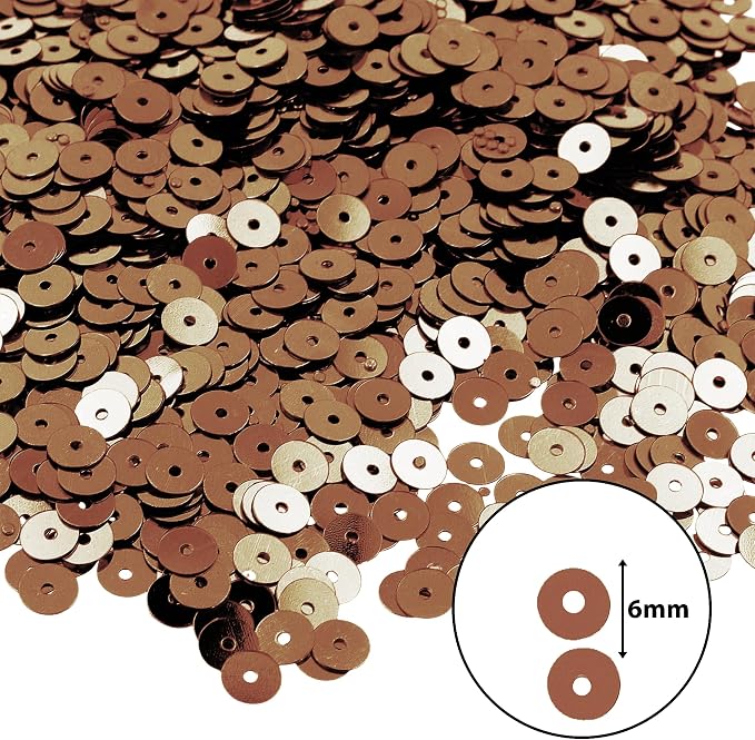 Mandala Crafts 6mm Flat Round Brown Sequins - Image 3