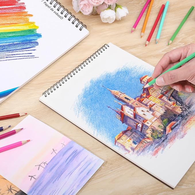 12 Pack Sketch Books, 9 x 12 Inch Sketchbook, 68lb/100gsm Spiral Bound Sketch - Image 6