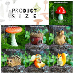 Fairy Garden Accessories, 7 Pieces Squirrel & Hedgehog Resin Figures - Image 5