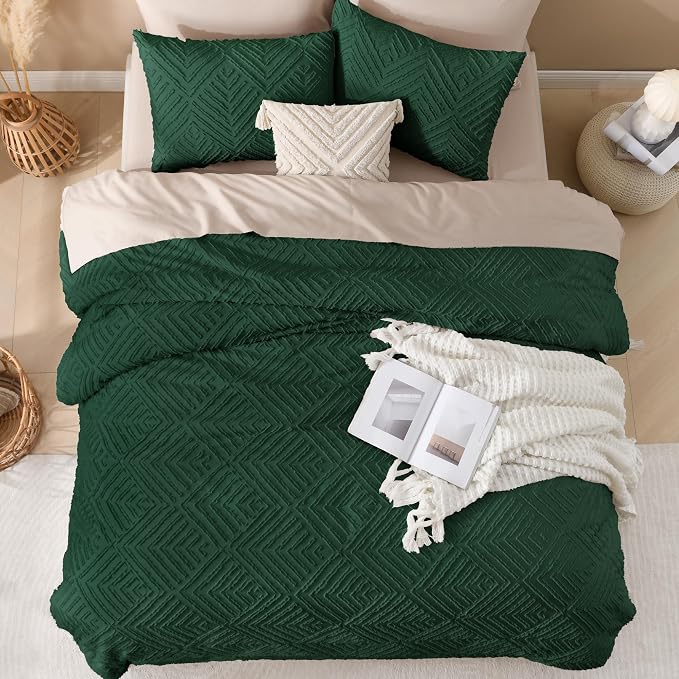 Andency Dark Emerald Green Oversized Comforter King Size 120"x98", 3 Pieces - Image 7