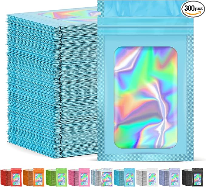JETMORE 300 Pcs Mylar Bags, Smell Proof Bags Foil Pouch, Holographic Resealable by Jetmore